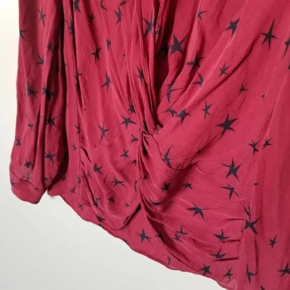 L'AGENCE Mariposa Star-Print  Silk Crossover Blouse S - Picture 13 of 15